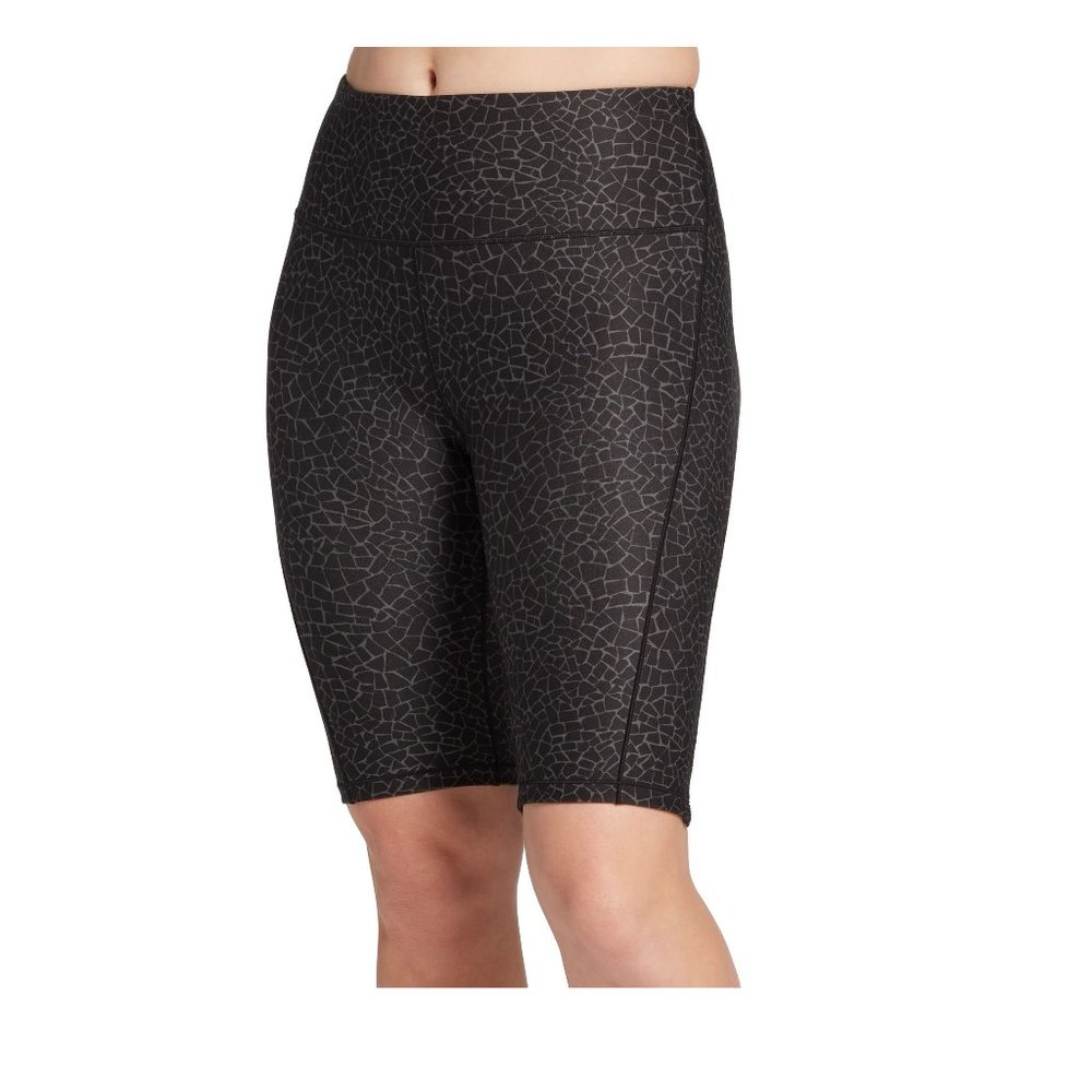 NWT CALIA Women's Essential Novelty Bike Shorts 10" Inseam XXL Black $65 3e160